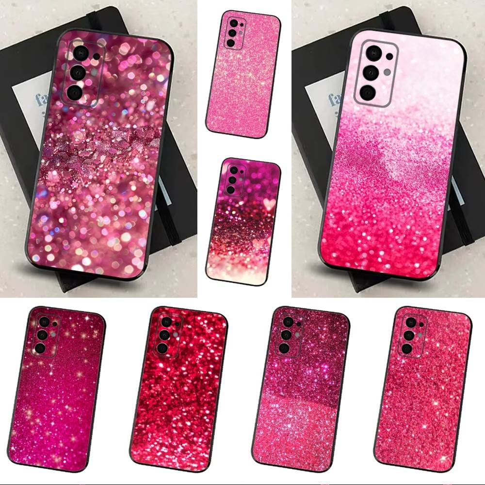 Dazzling Pink Glitter For Samsung Galaxy A73,J7,22,Note,72,41,31,8,9,52,71,53,32,Soft Black Silicone Cover Case