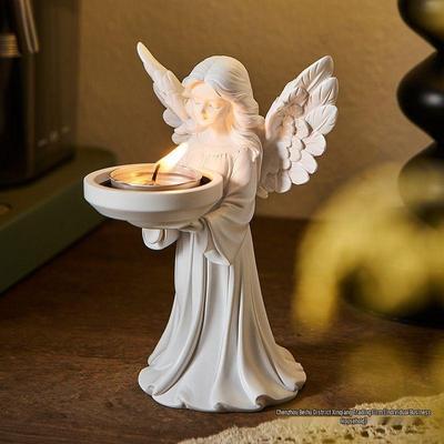 Romantic Angel Ceramic Candlestick Ornament for a Cozy Atmosphere