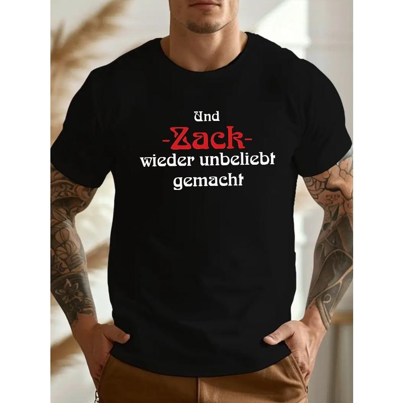 

Und Zack wieder unbelief gemacht German Quote, Casual Short Sleeve Crew Neck, Lightweight Summer Tee with Unique Graphic Design 4XL чорний