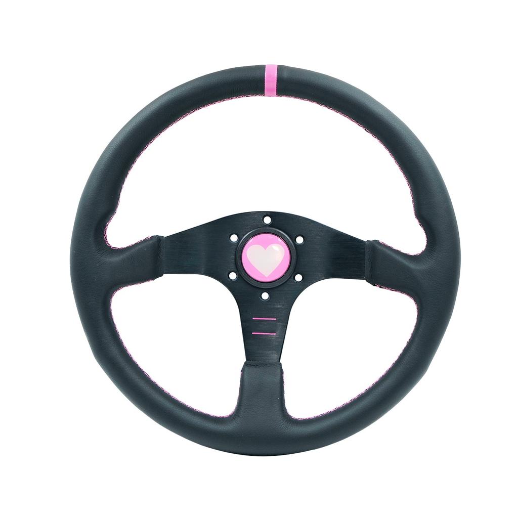 Car Modification Racing Leather/frosted Steering Wheel, Competitive Sports 14 Inch Flat Universal Steering Wheel