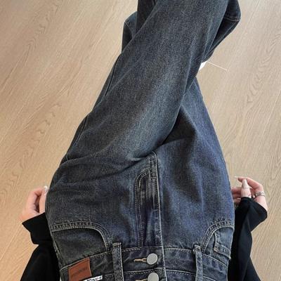 Women Denim Trousers High Waist Casual Loose Female Denim Pants Thick Velvet Cotton Wide Leg Woman Jean