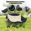 Folding Chair Foldable 2-Seater Camping Chair with Drink Holder Carry Bag Up To 250kg Load Capacity Khaki