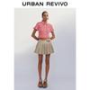 UR Women's Ruffled Plaid Short-Sleeve Shirt