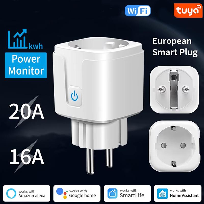 

Smart WiFi Plug EU 16A/20A Tuya Power Monitor Socket with Timer and Voice Control AC 100-240V for Alexa Google Assistant Smart Life APP 16A