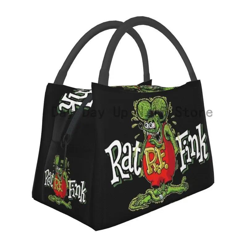 Ratfink Ride Insulated Lunch Bags for School Office Rat Fink Waterproof Thermal Cooler Bento Box Women Lunchbag