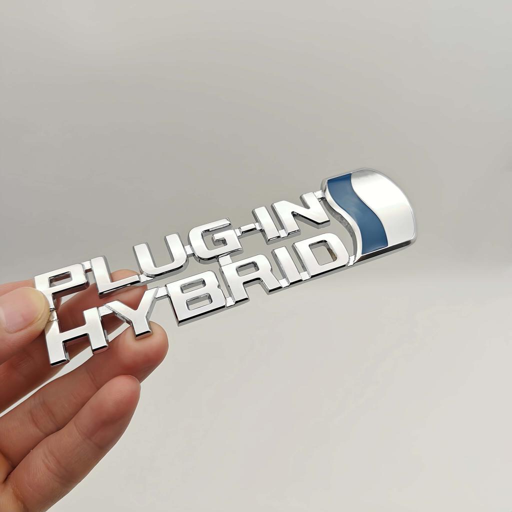 1ks 3D kovová nálepkaPLUGIN HYBRID, znak na bok blatníku, zadní kufr pro všechna auta