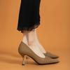 Designer Shoes Pumps Women High Heels Ruffles Boat Shoes Pointed Toe Stilettos  Office Lady Shoe Black Spring Autumn