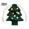 Cute Fur Ball Bell Ornaments Christmas Tree Drawstring Gift Bag, Plush Pom Hanging Reusable Xmas Decorations Ornament, Candy Pouch Decor for