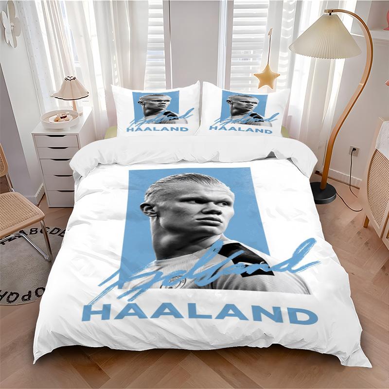 Football Star Haaland Print 3Pcs Bedding Setduvet Cover With 2 Bedropillowcase Home Birthday Gift