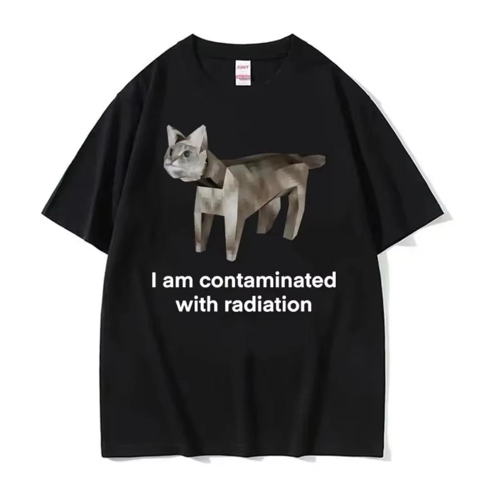 Cursed Cat Funny Meme T Shirt Men Women's Fashion Humor Short Sleeve T Shirts Male High Quality Cotton T-shirt Tops