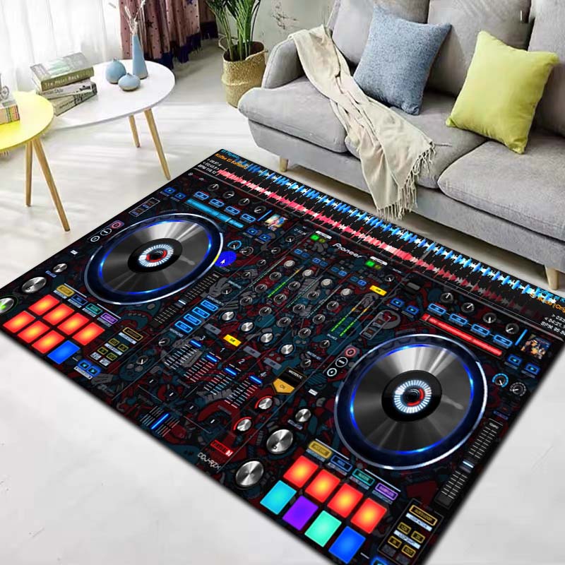 Dj Music Record Screen Console Theme Printing Large Carpet Sofa Living Room Bedroom Decoration Kitchen Bathroom Anti Slip Carpet