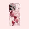 Crystal Cherry Image Tempered Glass Phone Case Suitable for iPhone 17 16 15 14 13 12 11 Pro/Max/Plus Anti Drop and Anti Shock