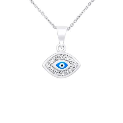 Children's Pendant - LÉA &; ARTHUR - BLUE EYE - 925 Silver - Zirconium Oxides - BLUE ENAMEL