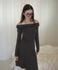Salon De Yon Halter Neck Jersey Dress_ Khaki Gray