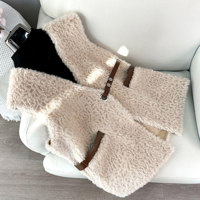 

Трендовый длинный жилет из овчины, куртка, мех интегрированный, женский осенне-зимний утолщенный жилет из овечьей шерсти M recommends 98-57.5kg