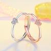 Jin Yali Korean Heart-Shaped Diamond-Inlaid Open Silver Ring - 925 Copper Jewelry