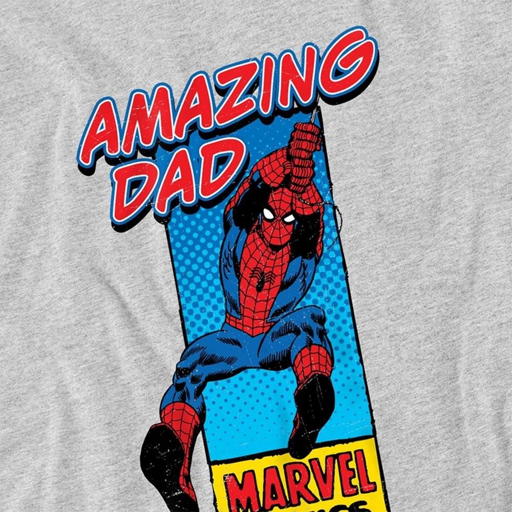 Marvel Comics Mens Amazing Dad Spider-Man Corner Box Heather Fathers Day T-Shirt
