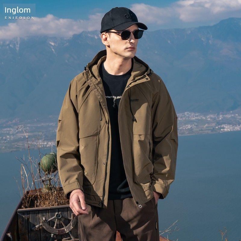 Yingjuelun Urban Light Outdoor Hooded Work Jacket for Men 2025 Autumn and Winter Windproof Mountaineering Functional Windbreaker