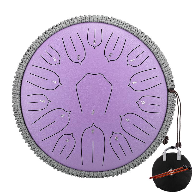 Hluru 13 Inch 15 Notes Glucophone Tank Drum Key D Steel Tongue Drum for Drop shippping Hanpan Meditation Instrument