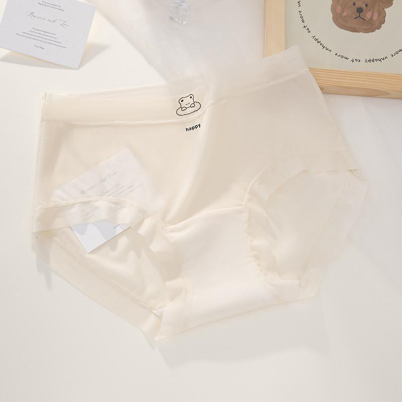 Plus Size Women's Summer Thin Cotton Breathable Non Trace Antibacterial Ice Silk Briefs