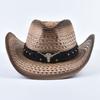 Straw Western Cowboy Hat for Women Men Summer Hollow Out Beach Sun Hats