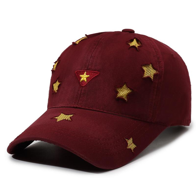 Vintage Five-Pointed Star Embroidered Baseball Cap Unisex Cap Breathable Soft Top Sunhat