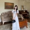 2026 Summer White Princess Dress: Doll Collar Bow Waist Slimming Long Skirt