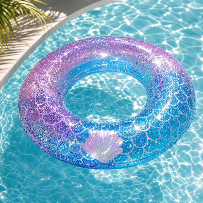 Adult Glitter Starry Pool Float Thick BPA-free Inflatable Swim Ring for Outdoor Summer Beach Swimming Water Play