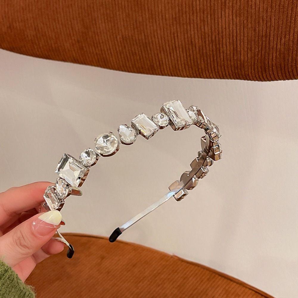 Leaf Bridal Wide Headband Geometric Women Hair Hoop Temperament Rhinestone Headband  Hair Ornaments