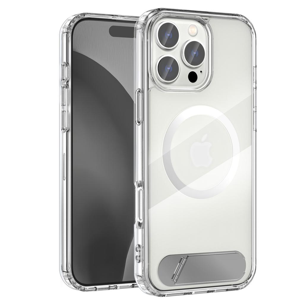 For iPhone 16 Pro Case Compatible with MagSafe Folding Kickstand Anti Drop PC + TPU Back Cover