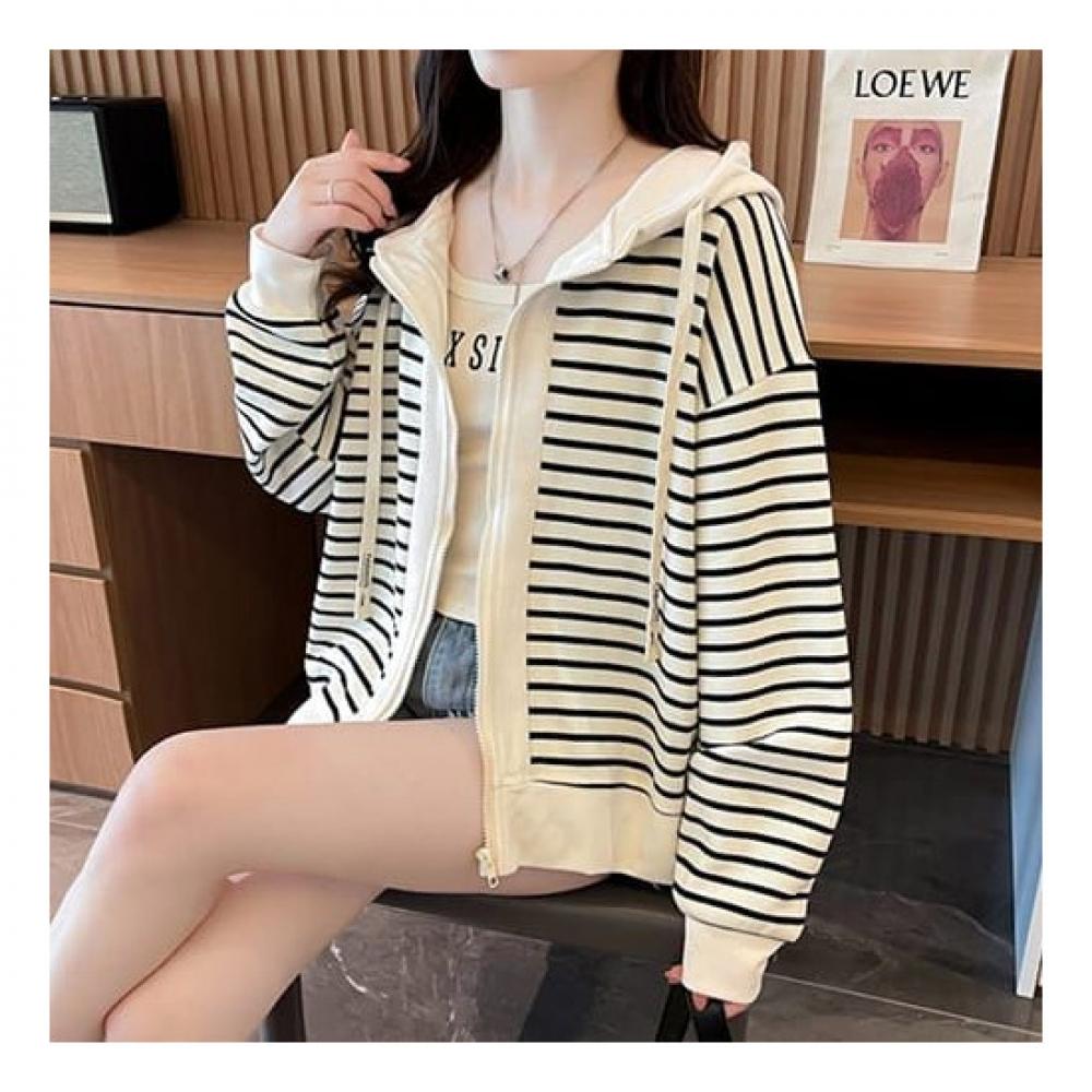 Navava Casual Striped Long Sleeve Hoodie Jacket Nc140