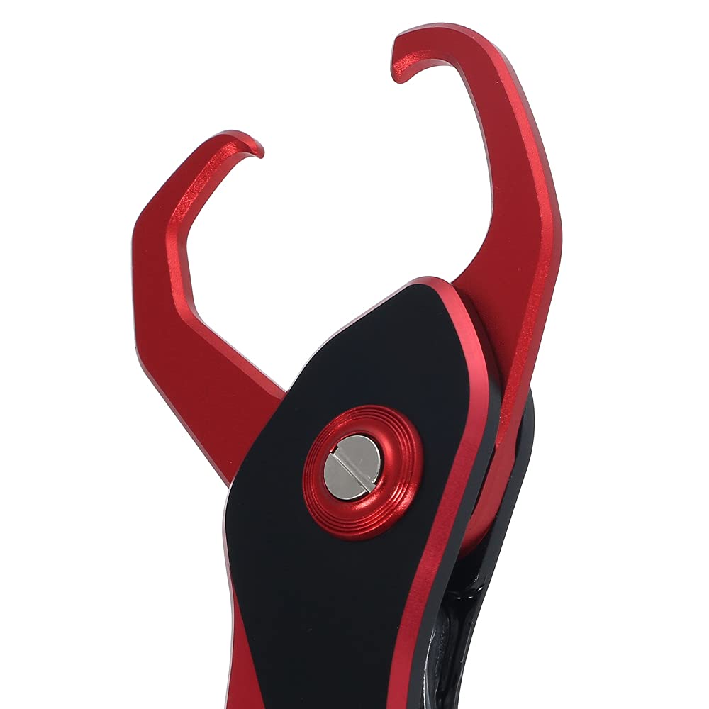 Fish Grip Fish Catcher, Ultra-Lightweight Aluminum Fish Grabber with Safety Rope (Red)