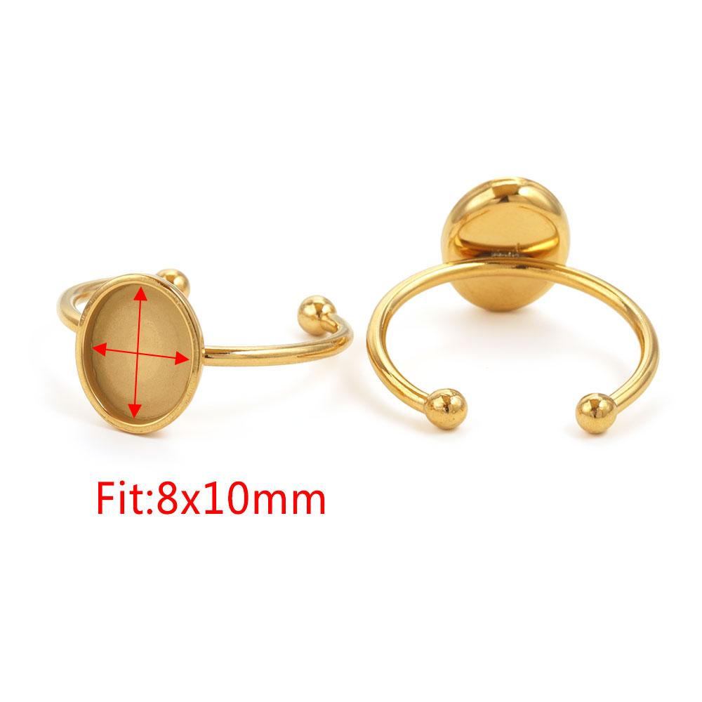 10 Stück Verstellbare Edelstahl Offene Ringfassungen Leere Basis Fassung Cabochon Ringe Für Schmuckherstellung DIY Fingerring Leere