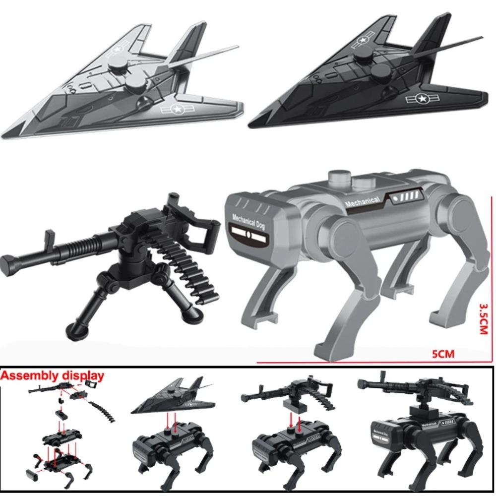 WW2 Military MOC Building Block Soldier Printed Weapon Case Rack Drone Bomb Disposal Mortar Gatling Maxine Gun DIY Toy Gift K046