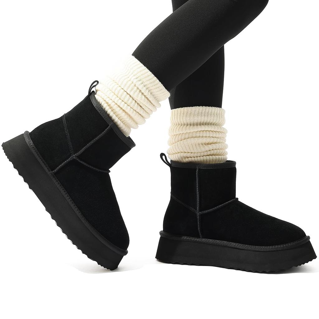 Fashion Shevalues Warm Fur Snow Boots Outdoor Classic Fluffy Wool Mini Boots Genuine Suede Women Snow Boots Non-slip Fuzzy Cotton Boots