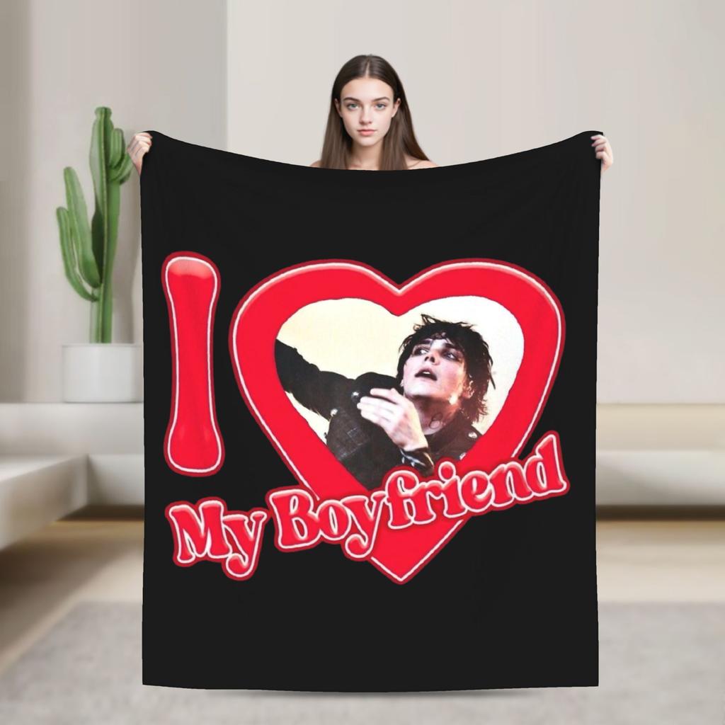 I love Gerard Way My Chemical Romance Blankets Fleece Textile Decor  Portable Soft Throw Blankets for Bed Couch Plush Thin Quilt