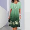3D Geometric Stripe Print Elegant Women's Short-sleeved Summer Dress