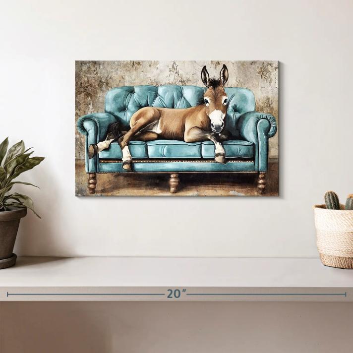 Resting Donkey Wall Art Canvas Painting Wall Art - Wall Art Picture Canvas Painting Room Home Decor Gifts 20x30cm