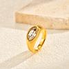 Pferdeauge Siegelring, Zirkonia Vergoldeter Ring für Damen, Edelstahl, Hypoallergener kleiner Finger Ring Wasserdicht