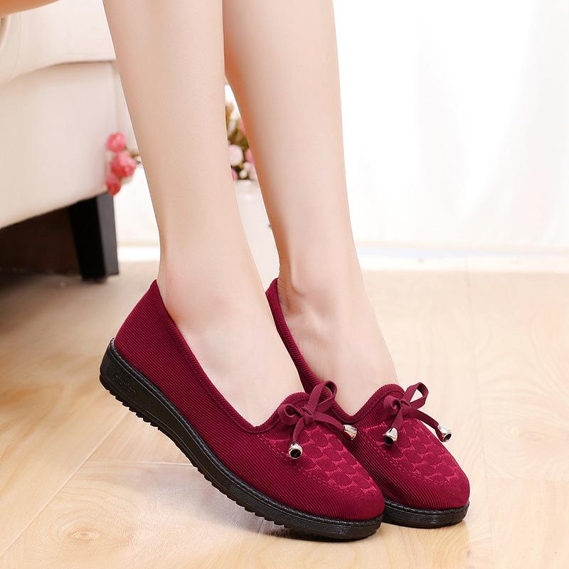 

Тканевые туфли Old Beijing, женские летние туфли без шнуровки, коллекция 2024 года, удобная женская обувь с мягкой подошвой для мам, женская обувь Zapatos De Mujer 41 красный