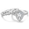Huitan 2Pcs Pear Cubic Zirconia Set Rings for Women Wedding Accessories Luxury Trendy Female Accessories Engagement Band Jewelry