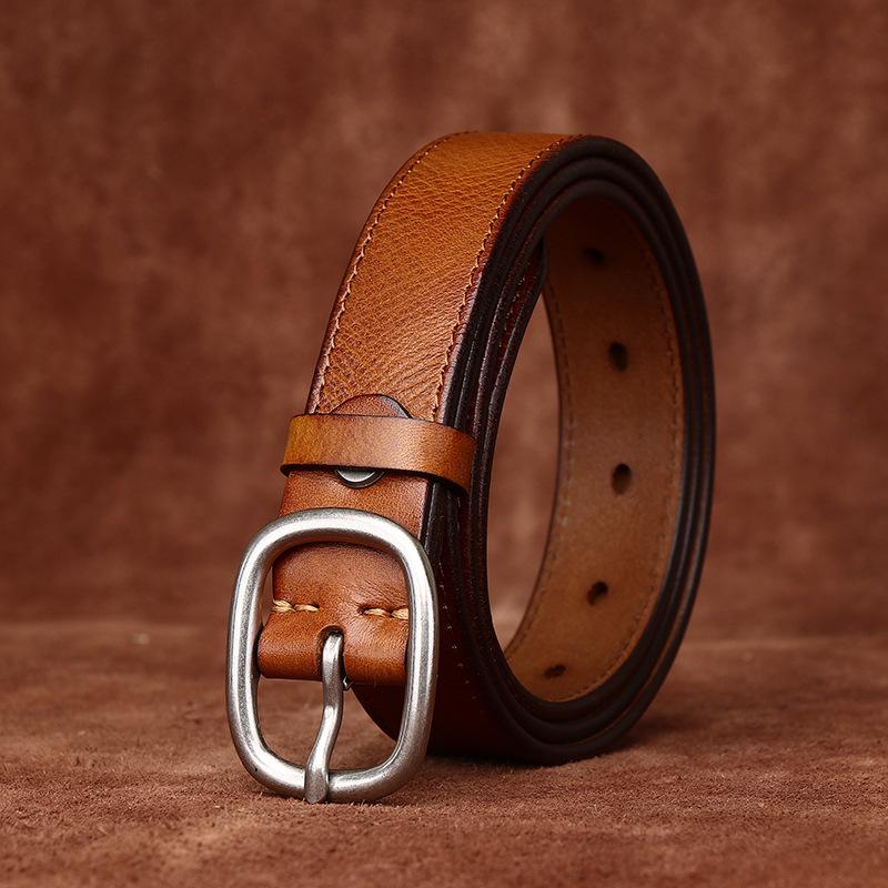 Cowhide Women's Genuine Leather Pure Pin Buckle Belt Trendy Wild Women's Internet Celebrity Jeans Belt Women