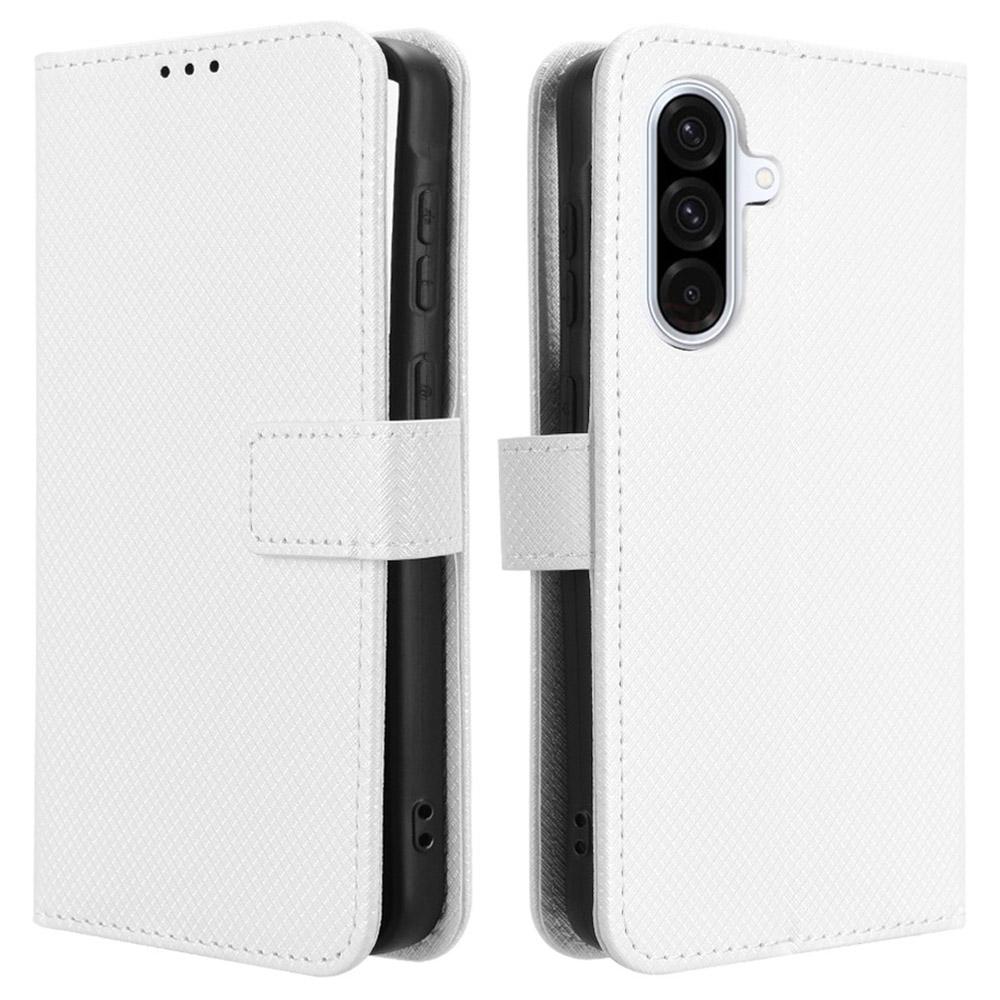 Чехол-кошелек из ПУ-кожи с текстурой под бриллиант для Samsung Galaxy A56 5G White