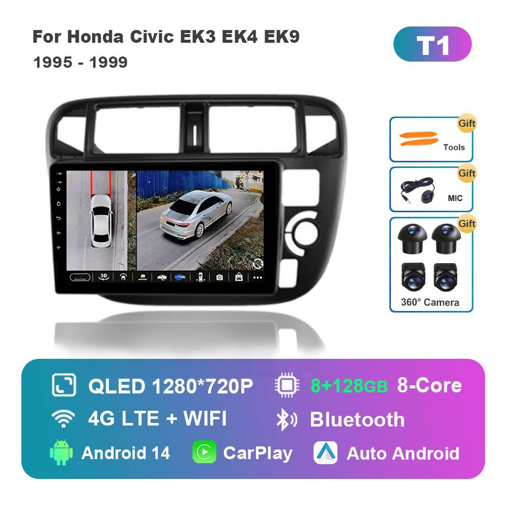 Navigation GPS Android 14 for Honda Civic EK3 EK4 EK9 1995 - 1999 Car Radio Multimedia Player BT HD Screen 4G DSP Stereo WiFi