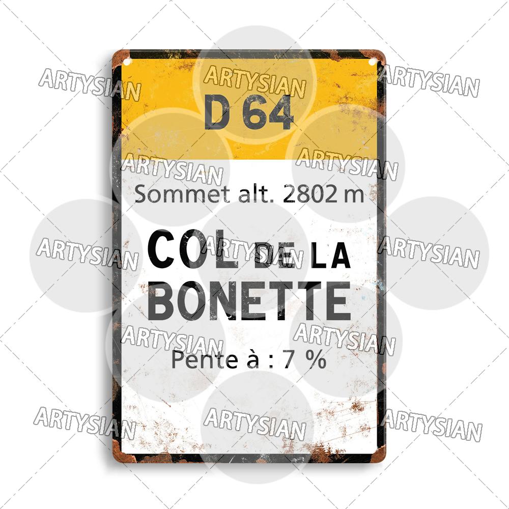 Tour de France Radrennen Radfahren Wahrzeichen Metallplakette Verkehrsschilder Österreich Italien Alpe d Huez Alto de L Angliru Poggio