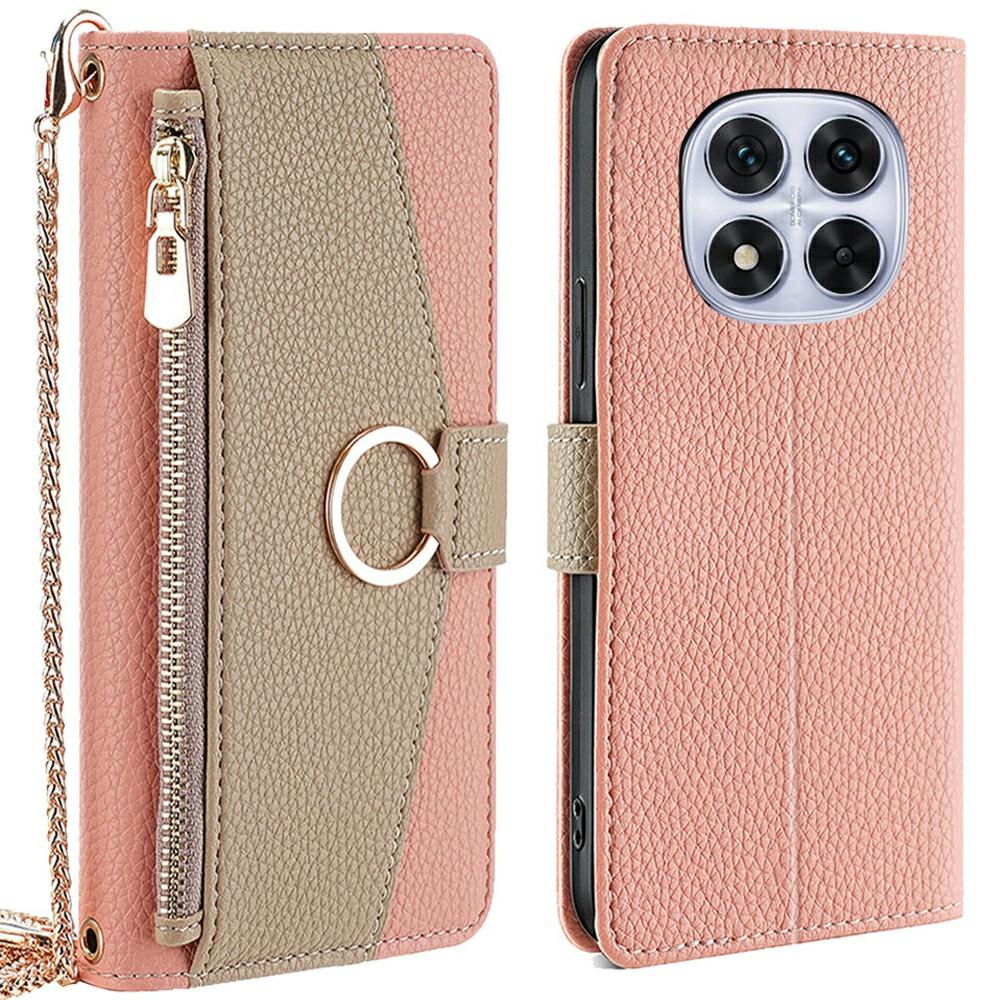 Lommeboketui til Xiaomi Redmi Note 14 Pro 5G/14 Pro+ 5G/Poco X7 5G Deksel i skinn med speil/kjede-skulderstropp