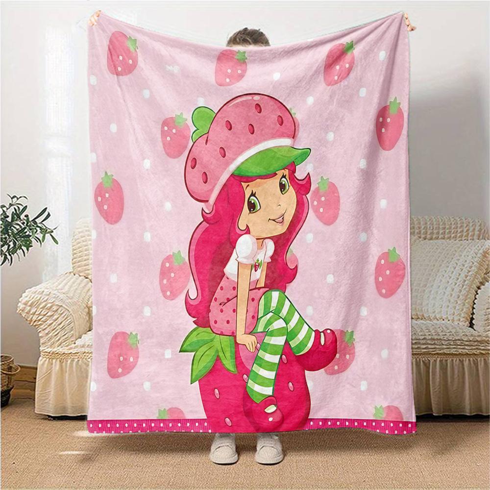 1Pc Strawberry Shortcake Party Blanket For Couch Bed Plush Cozy Fuzzy Blanket Super Soft Warm Blankets For Fall And Winter 0918252