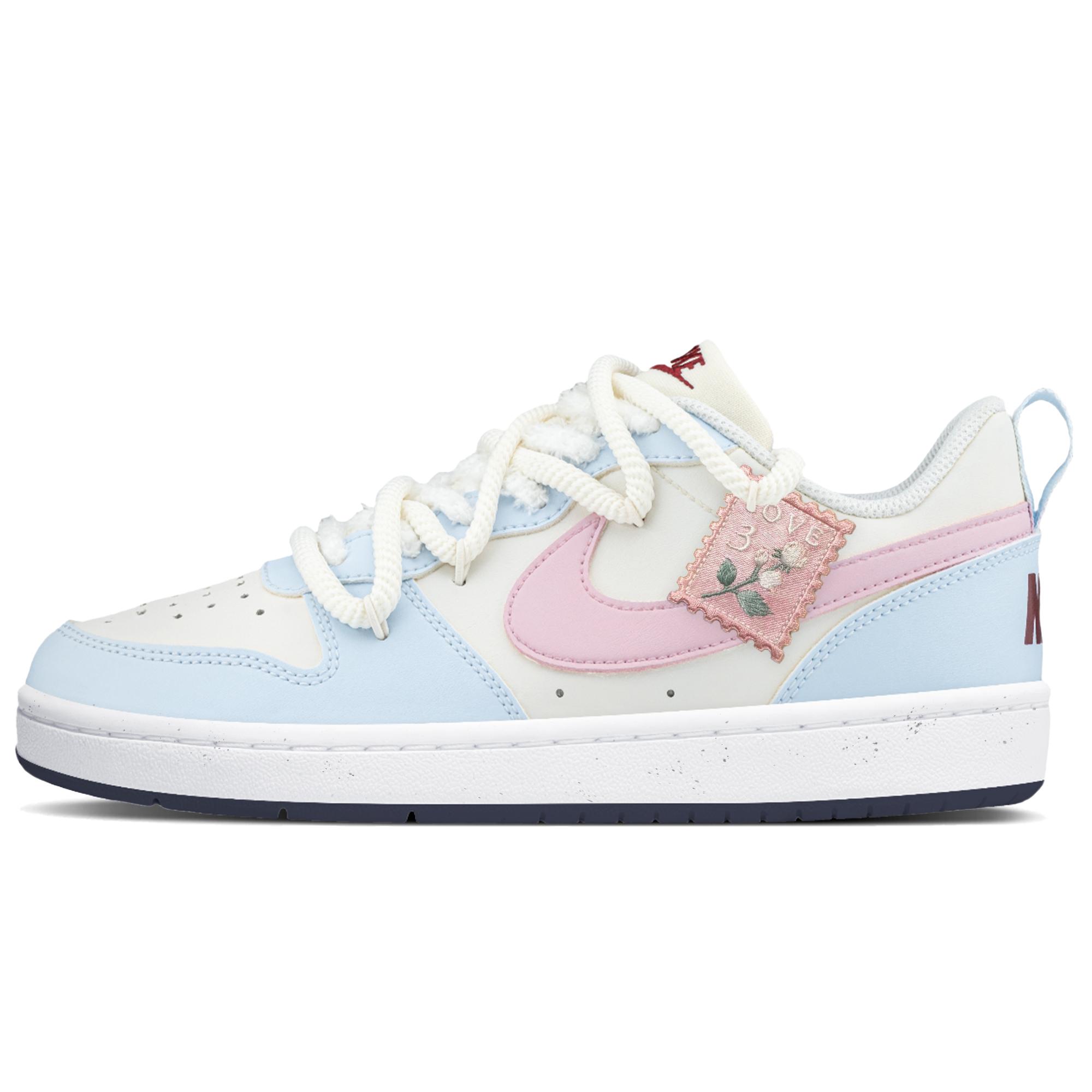 

Nike Court Borough Milk Mist Love Letter Leather Slip Resistant Abrasion Resistant Low top Skateboard Shoes Unisex BQ5448-100(Team1664-) 38.5