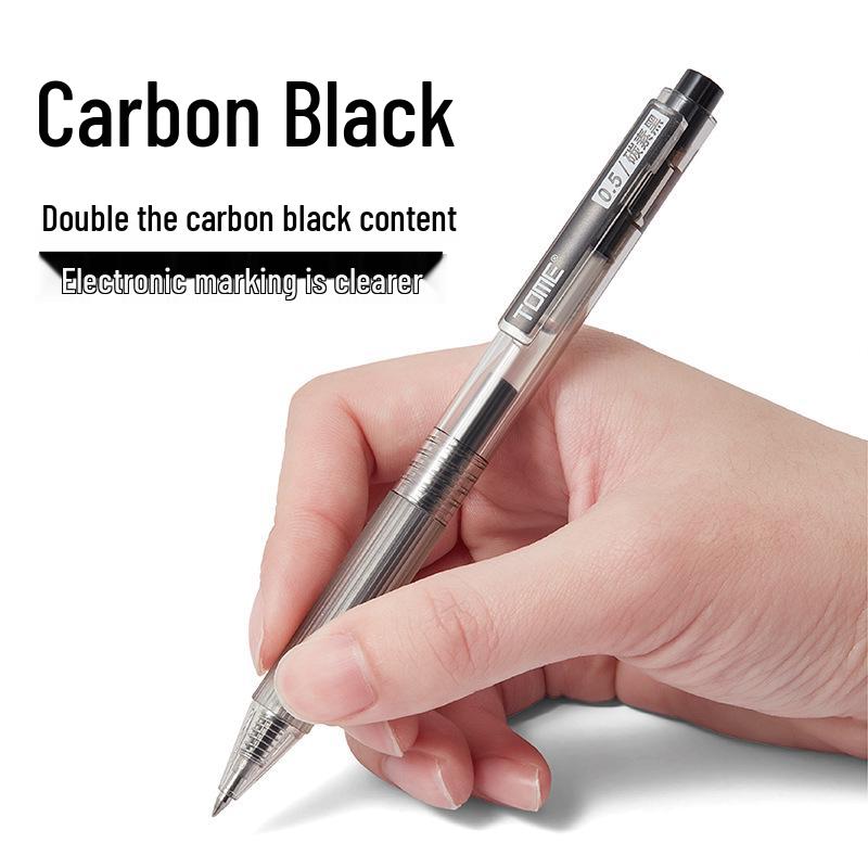 TOME Black Carbon Gel Pen: Click-Action, Smooth Refill, Water-Based, Ideal for Exams & Students' Practice.