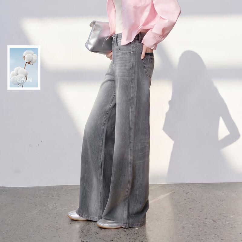 Sancai Women s 100% Cotton Loose Straight-Leg Denim Jeans S